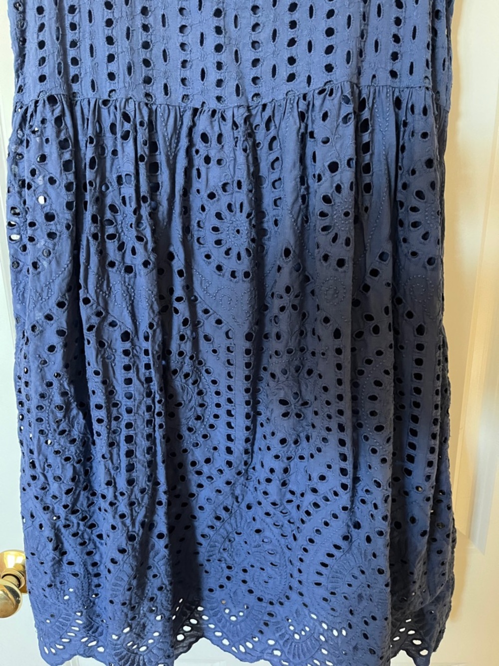Sundance Navy Eyelet Sleeveless V-Neck Midi Dress - Picture 4 of 6